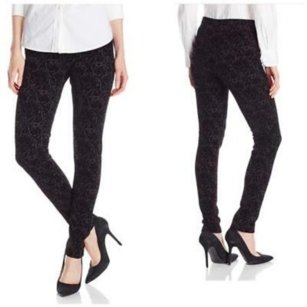 NYDJ joanie skinny velvet flocked pants tummy tuck